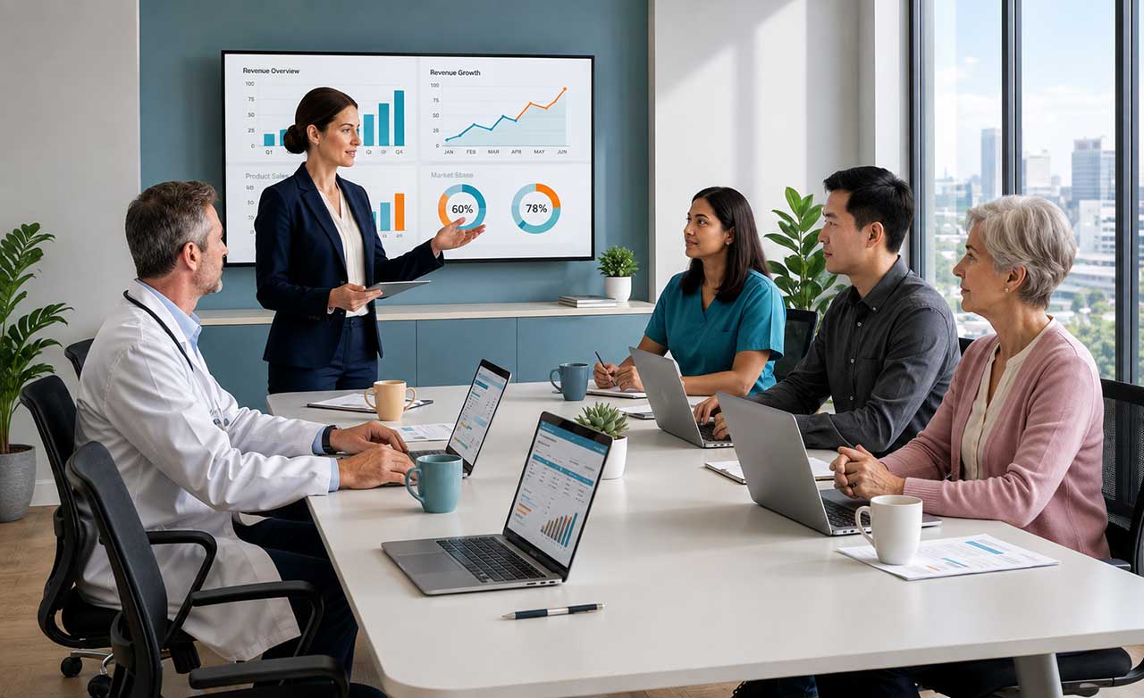 5 people in a meeting