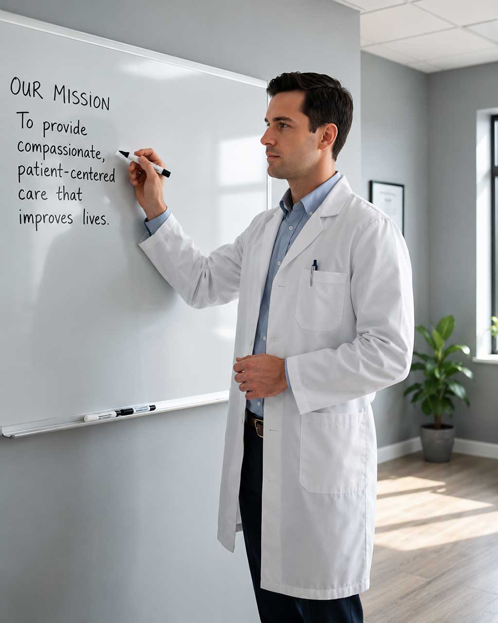 Doctor at a whiteboard