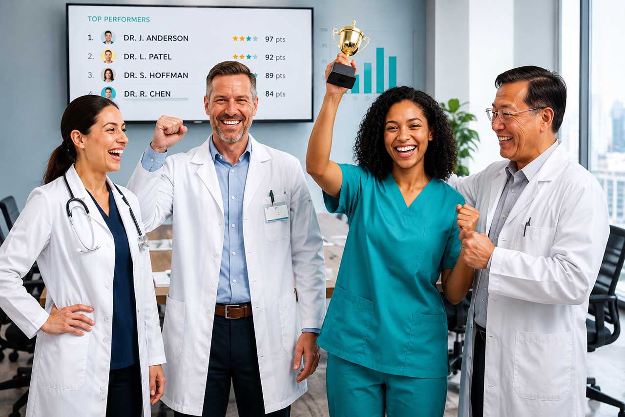 Group of happy healthcare workers